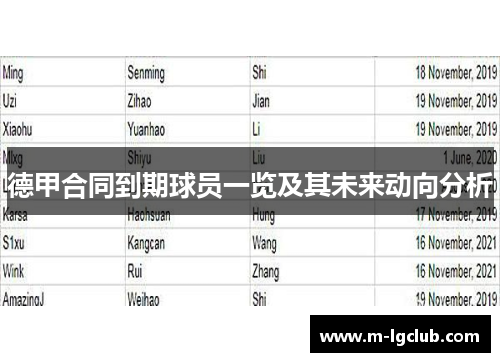 德甲合同到期球员一览及其未来动向分析 德甲合同到期球员一览及其未来动向分析